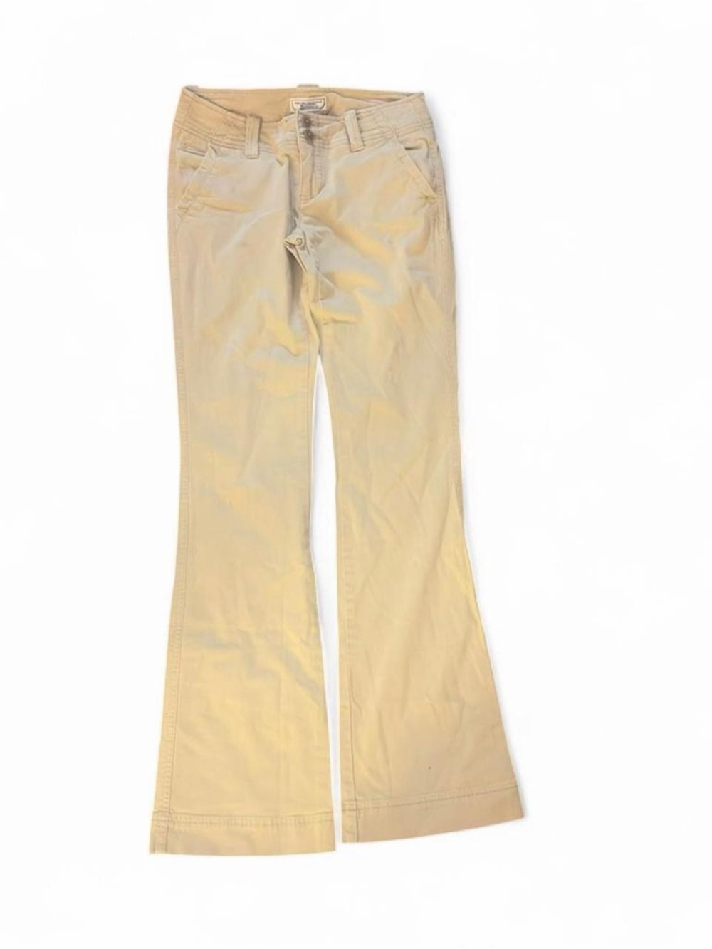 VTG Y2K American Eagle Low Rise Flare Khaki Pants Size 0 Long Tan AE-02